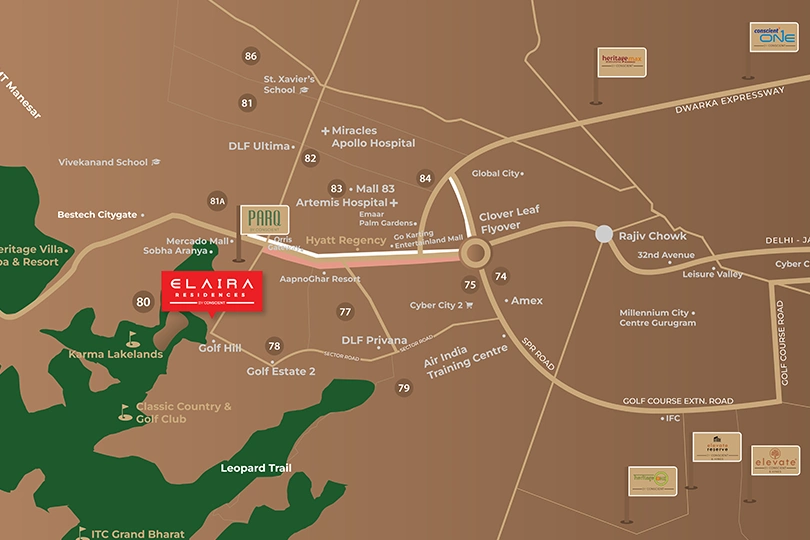 Conscient Elaira location map — Sector 80, Gurgaon